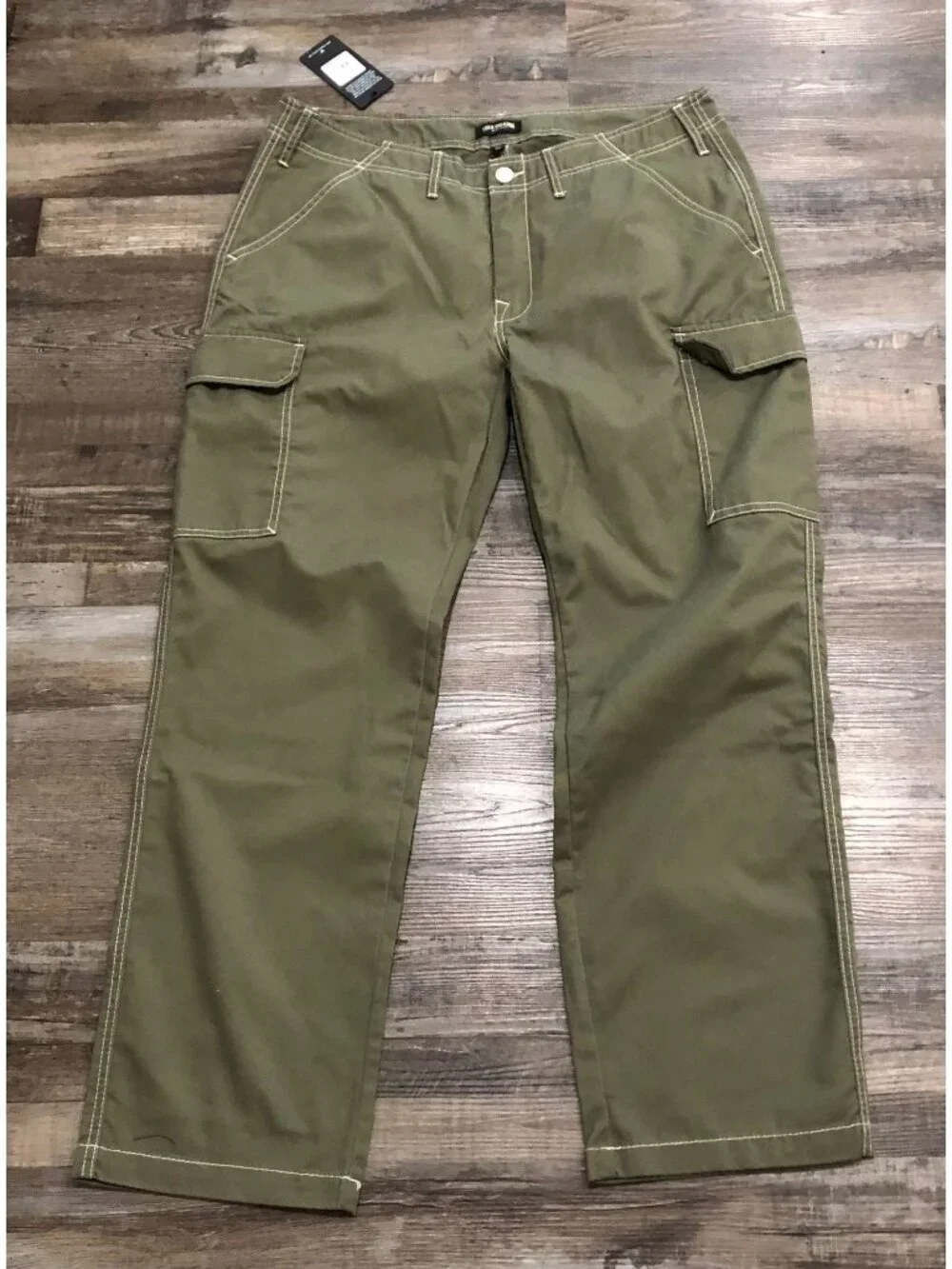 True Religion Mens Size 36x32 Green Stitch Cargo Jeans New with $169 Tags
